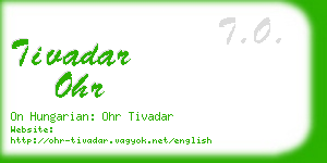 tivadar ohr business card